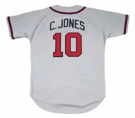 CHIPPER JONES Atlanta Braves 1995 Away Majestic Throwback Baseball Jersey 