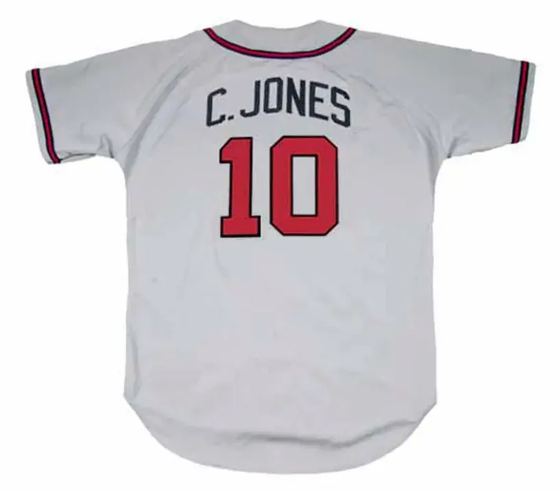 CHIPPER JONES Atlanta Braves 1995 Away Majestic Throwback Baseball Jersey 