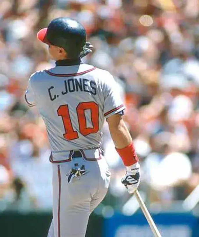 CHIPPER JONES Atlanta Braves 1995 Away Majestic Throwback Baseball Jersey 