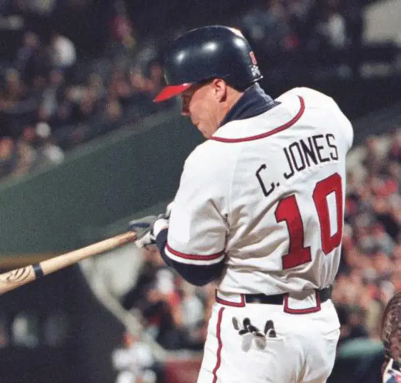 CHIPPER JONES Atlanta Braves 1995 Home Majestic Throwback Baseball Jersey 