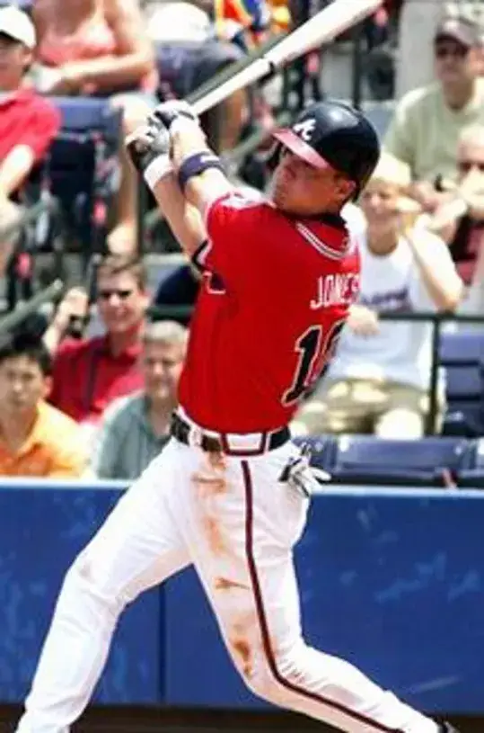 CHIPPER JONES Atlanta Braves 2008 Majestic Throwback Alternate Baseball Jersey 