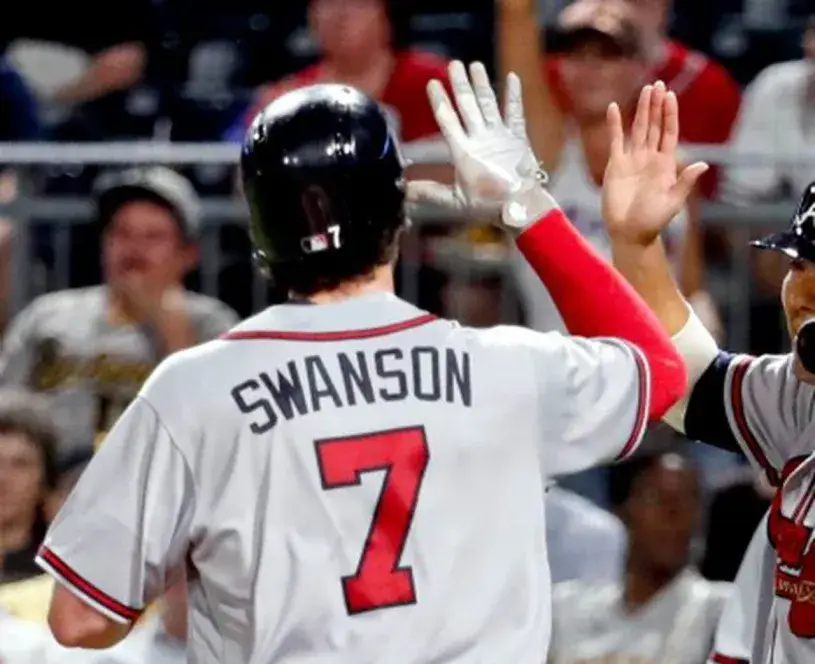 DANSBY SWANSON  Atlanta Braves Away Majestic Baseball Jersey 