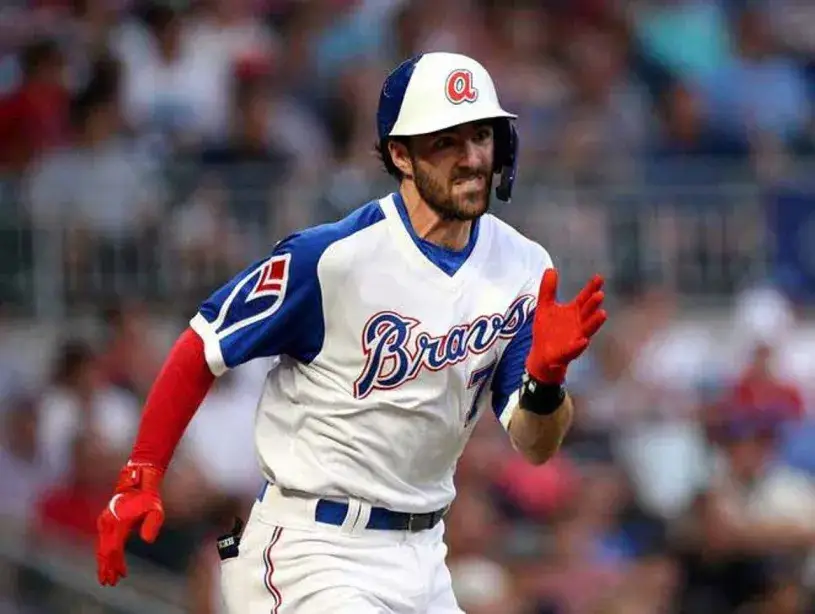 DANSBY SWANSON Atlanta Braves 1970’s Away Majestic Throwback Baseball Jersey 
