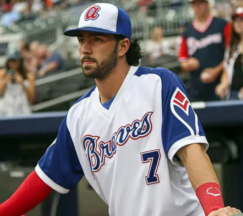 DANSBY SWANSON Atlanta Braves 1970’s Home Majestic Throwback Baseball Jersey 