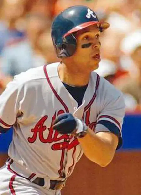 DAVID JUSTICE Atlanta Braves 1995 Away Majestic Throwback Baseball Jersey 