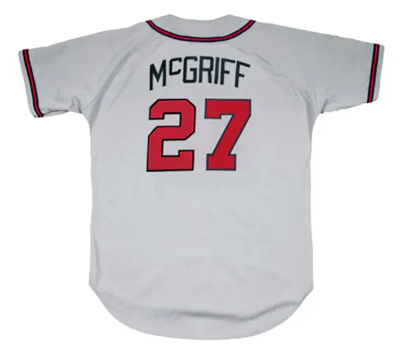 FRED McGRIFF Atlanta Braves 1995 Away Majestic Throwback Baseball Jersey 