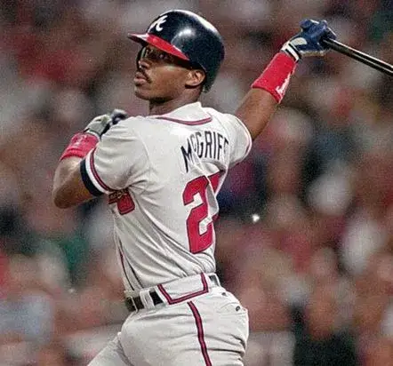 FRED McGRIFF Atlanta Braves 1995 Away Majestic Throwback Baseball Jersey 