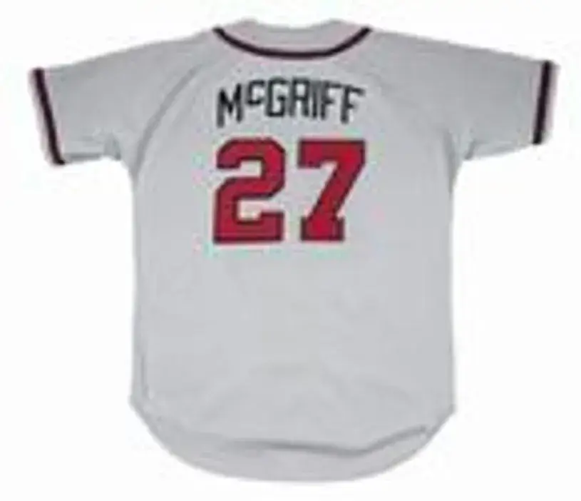 FRED McGRIFF Atlanta Braves 1995 Away Majestic Throwback Baseball Jersey 