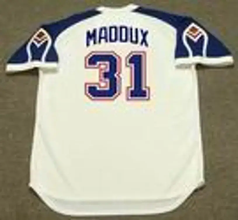 GREG MADDUX Atlanta Braves 1970’s Home Majestic Throwback Baseball Jersey 