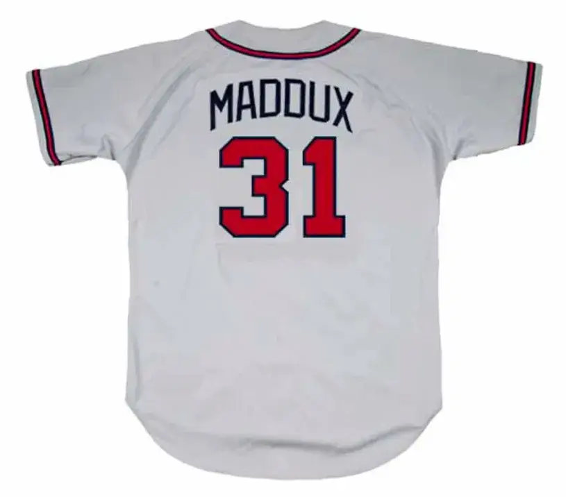 GREG MADDUX Atlanta Braves 1995 Away Majestic Throwback Baseball Jersey 
