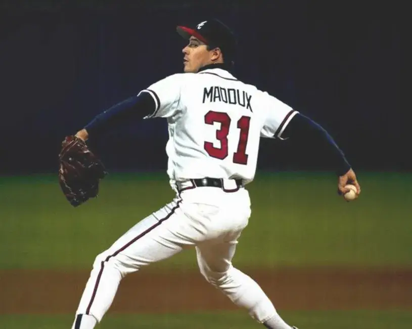 GREG MADDUX Atlanta Braves 1995 Home Majestic Throwback Baseball Jersey 