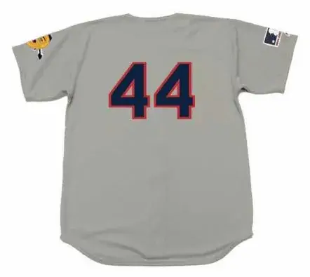 HANK AARON Atlanta Braves 1969 Away Majestic Throwback Baseball Jersey 