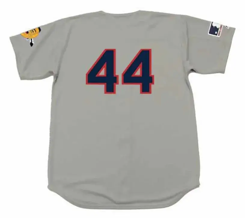 HANK AARON Atlanta Braves 1969 Away Majestic Throwback Baseball Jersey 