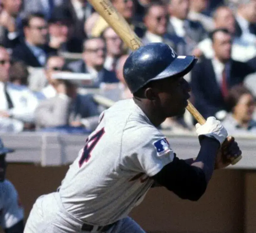 HANK AARON Atlanta Braves 1969 Away Majestic Throwback Baseball Jersey 