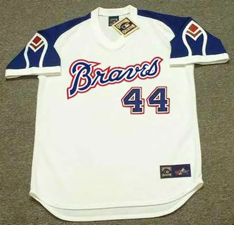 HANK AARON Atlanta Braves 1974 Majestic Home Throwback Baseball Jersey 