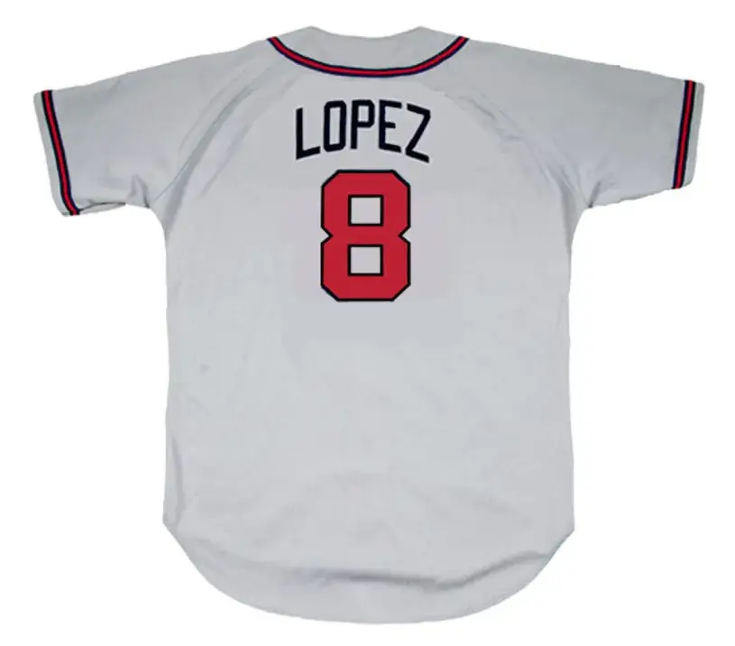 JAVIER LOPEZ Atlanta Braves 1995 Away Majestic Throwback Baseball Jersey 