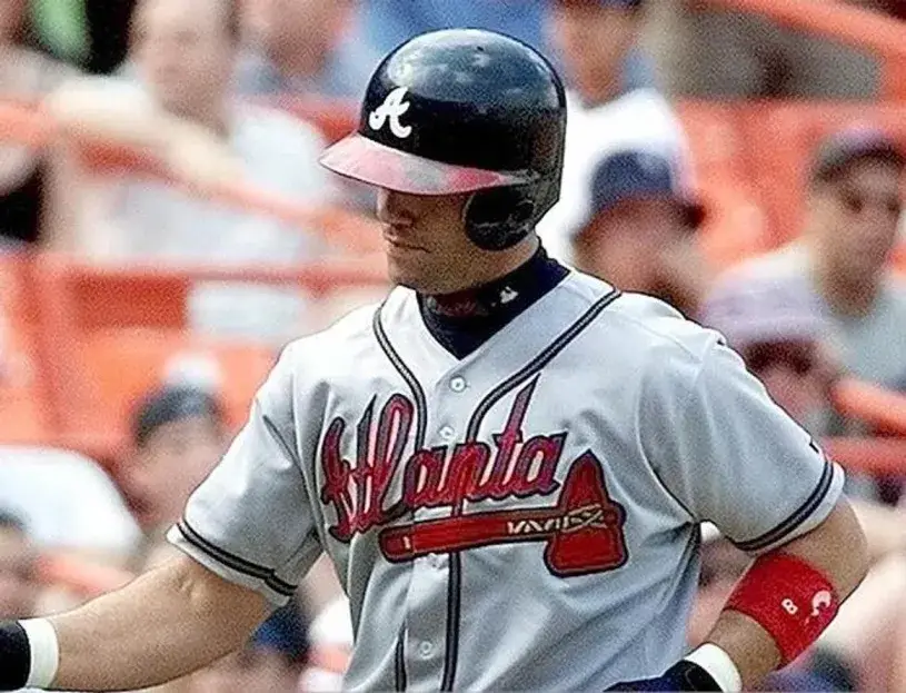 JAVIER LOPEZ Atlanta Braves 1995 Away Majestic Throwback Baseball Jersey 