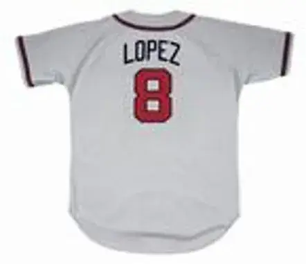 JAVIER LOPEZ Atlanta Braves 1995 Away Majestic Throwback Baseball Jersey 