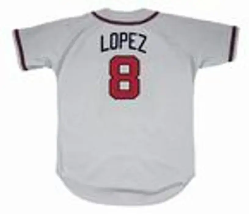 JAVIER LOPEZ Atlanta Braves 1995 Away Majestic Throwback Baseball Jersey 