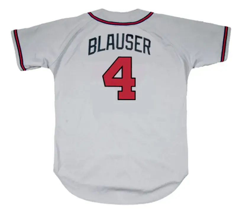 JEFF BLAUSER Atlanta Braves 1995 Away Majestic Throwback Baseball Jersey 