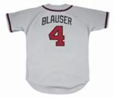 JEFF BLAUSER Atlanta Braves 1995 Away Majestic Throwback Baseball Jersey 