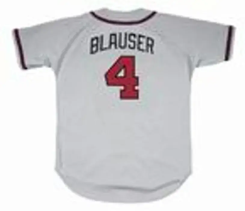 JEFF BLAUSER Atlanta Braves 1995 Away Majestic Throwback Baseball Jersey 
