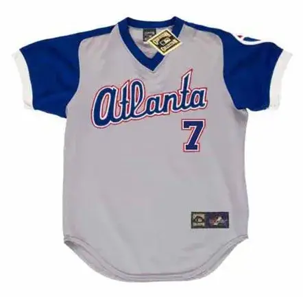 JEFF BURROUGHS Atlanta Braves 1979 Away Majestic Throwback Baseball Jersey