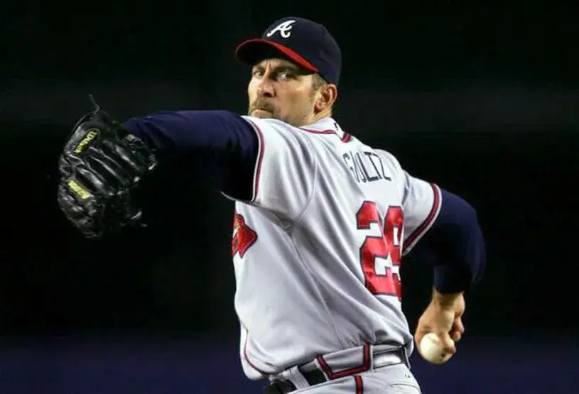 JOHN SMOLTZ Atlanta Braves 1995 Away Majestic Throwback Baseball Jersey 