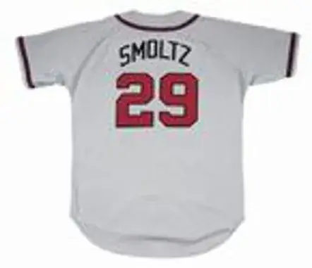 JOHN SMOLTZ Atlanta Braves 1995 Away Majestic Throwback Baseball Jersey 