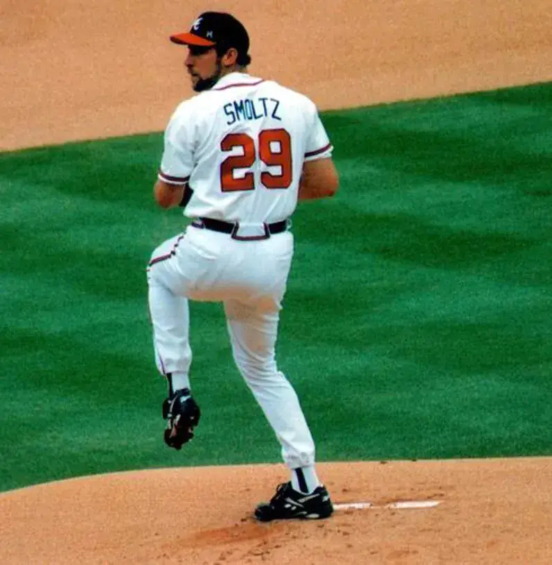 JOHN SMOLTZ Atlanta Braves 1995 Home Majestic Throwback Baseball Jersey 
