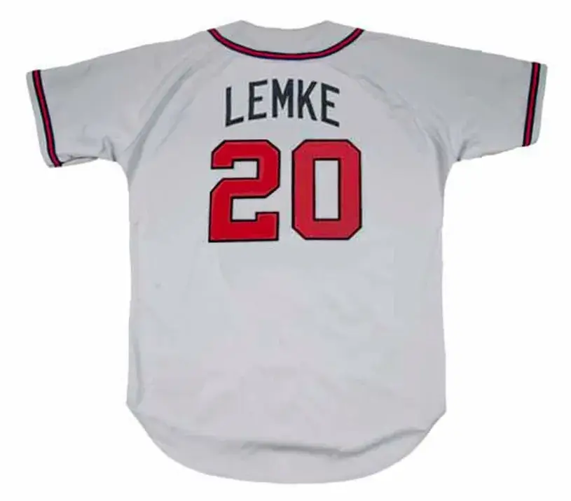 MARK LEMKE Atlanta Braves 1995 Away Majestic Throwback Baseball Jersey 