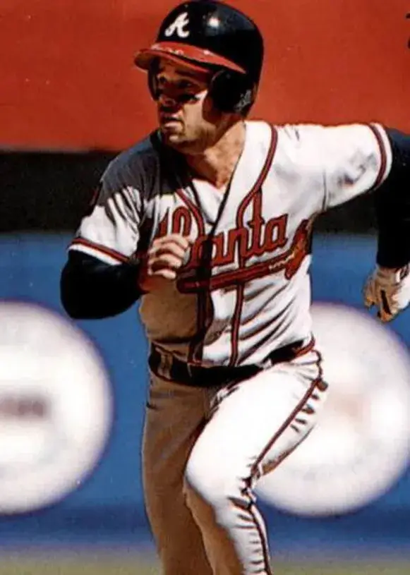 MARK LEMKE Atlanta Braves 1995 Away Majestic Throwback Baseball Jersey 