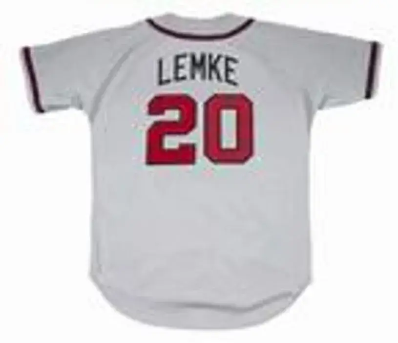 MARK LEMKE Atlanta Braves 1995 Away Majestic Throwback Baseball Jersey 