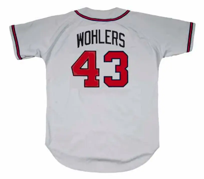 MARK WOHLERS Atlanta Braves 1996 Away Majestic Throwback Baseball Jersey 
