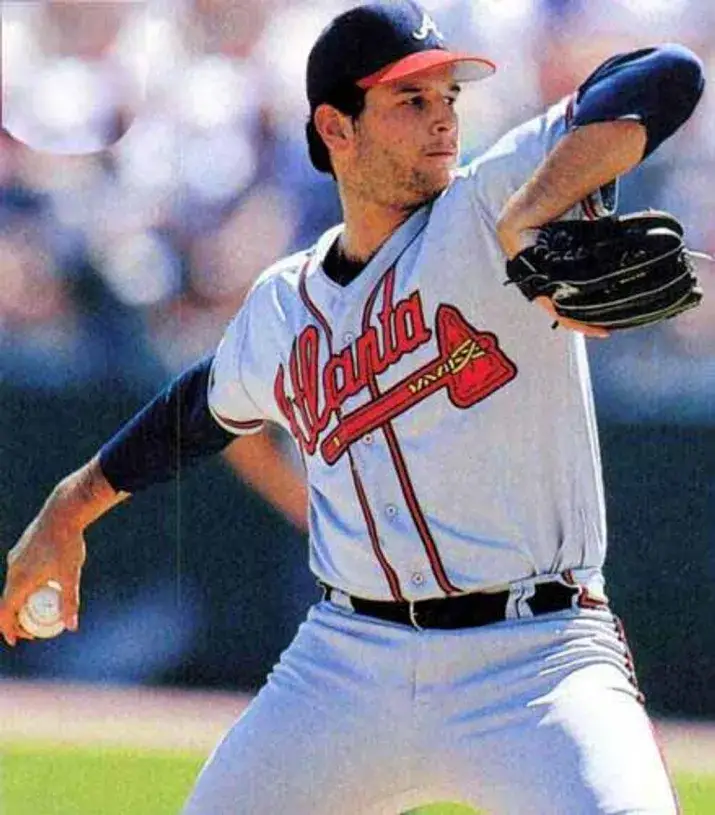 MARK WOHLERS Atlanta Braves 1996 Away Majestic Throwback Baseball Jersey 