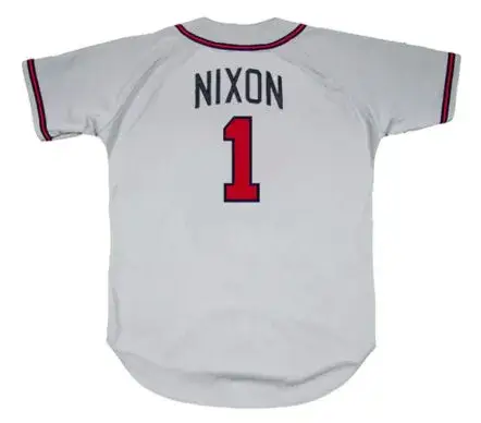OTIS NIXON Atlanta Braves 1992 Away Majestic Throwback Baseball Jersey 