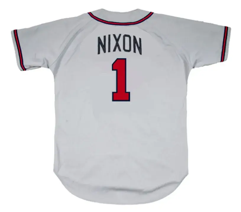 OTIS NIXON Atlanta Braves 1992 Away Majestic Throwback Baseball Jersey 