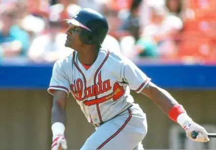 OTIS NIXON Atlanta Braves 1992 Away Majestic Throwback Baseball Jersey 