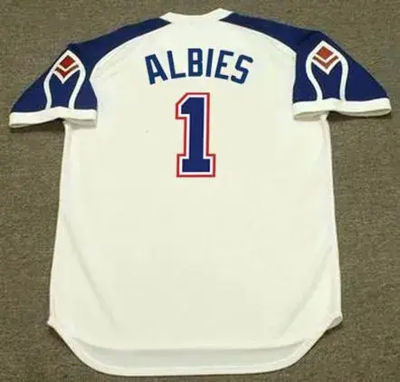 OZZIE ALBIES Atlanta Braves 1970’s Home Majestic Throwback Baseball Jersey 
