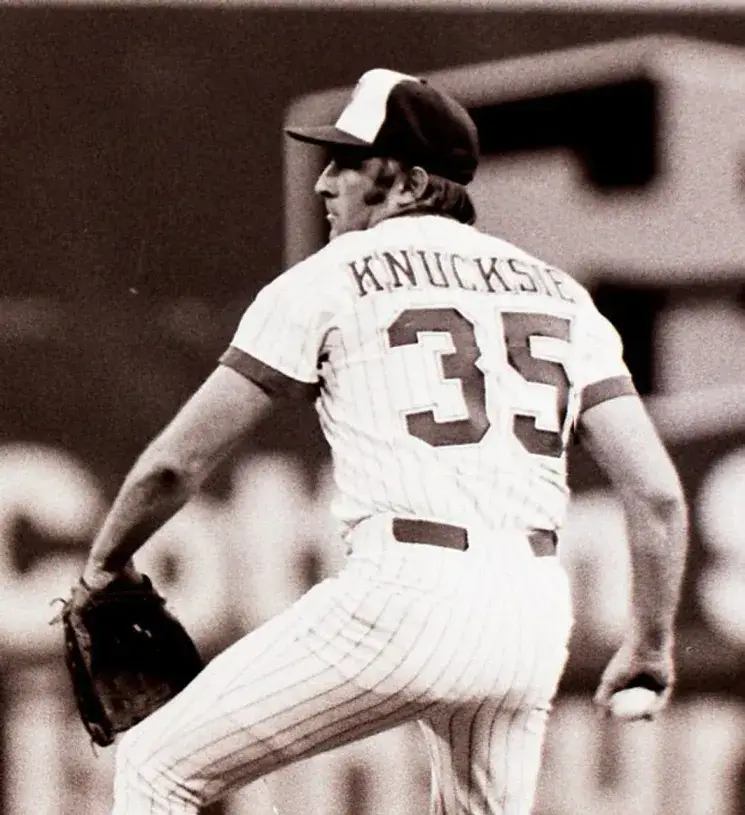 PHIL ‘KNUCKSIE” NIEKRO Atlanta Braves 1976 Home Majestic Throwback Baseball Jersey 