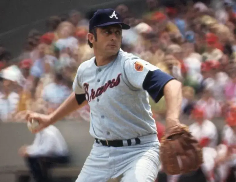 PHIL NIEKRO Atlanta Braves 1969 Away Majestic Throwback Baseball Jersey 