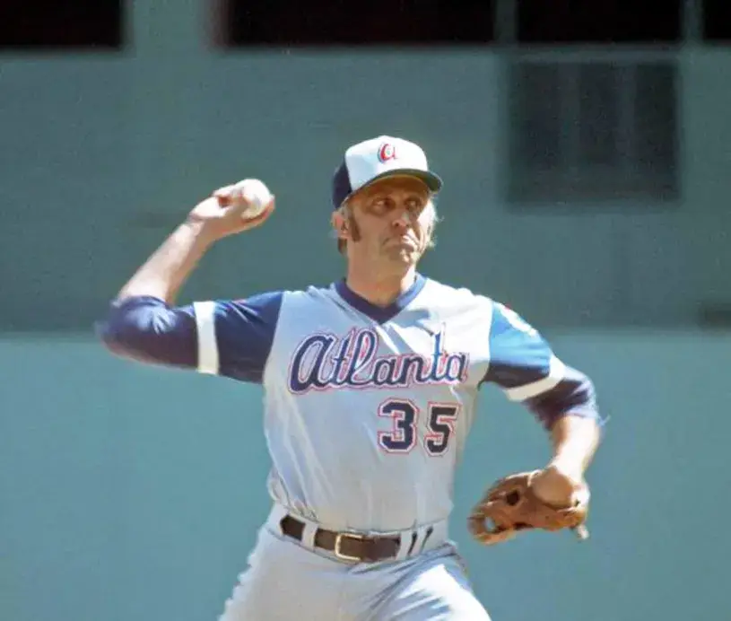 PHIL NIEKRO Atlanta Braves 1979 Away Majestic Throwback Baseball Jersey 