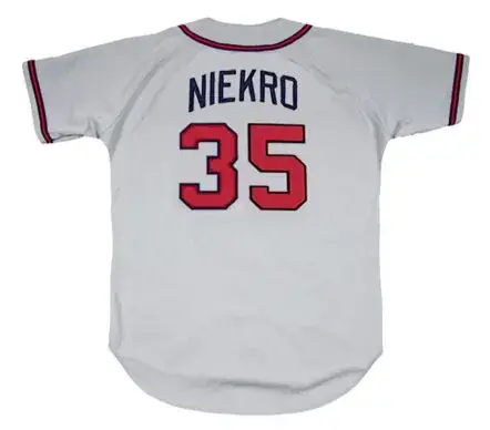 PHIL NIEKRO Atlanta Braves 1987 Away Majestic Throwback Baseball Jersey 
