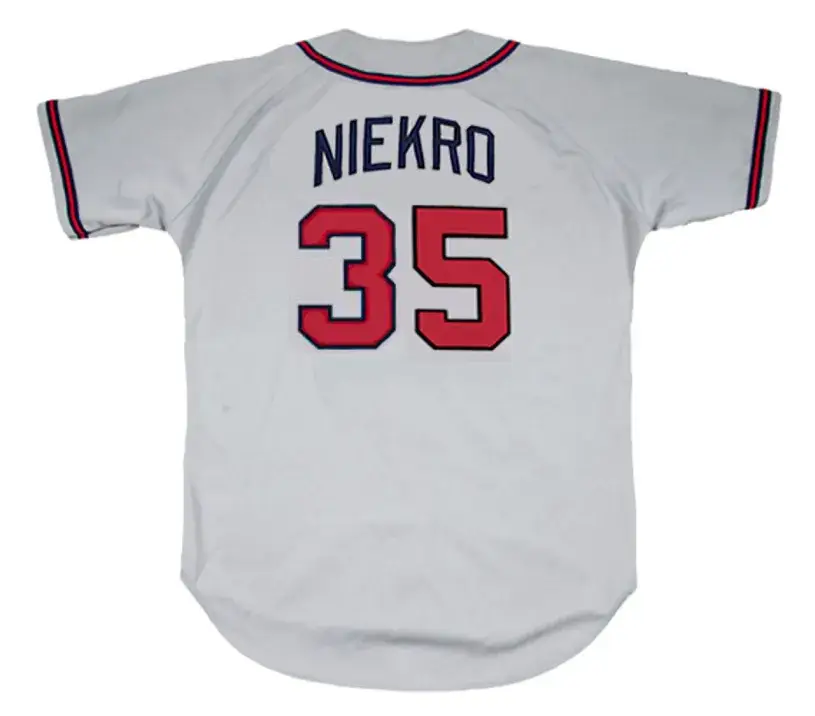 PHIL NIEKRO Atlanta Braves 1987 Away Majestic Throwback Baseball Jersey 
