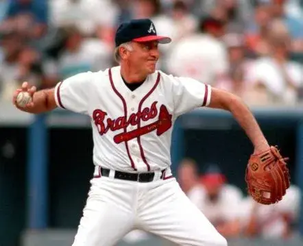 PHIL NIEKRO Atlanta Braves 1987 Away Majestic Throwback Baseball Jersey 