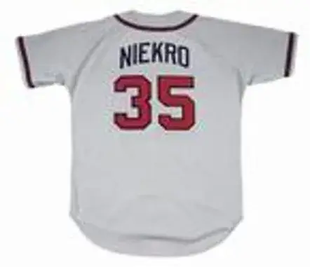 PHIL NIEKRO Atlanta Braves 1987 Away Majestic Throwback Baseball Jersey 