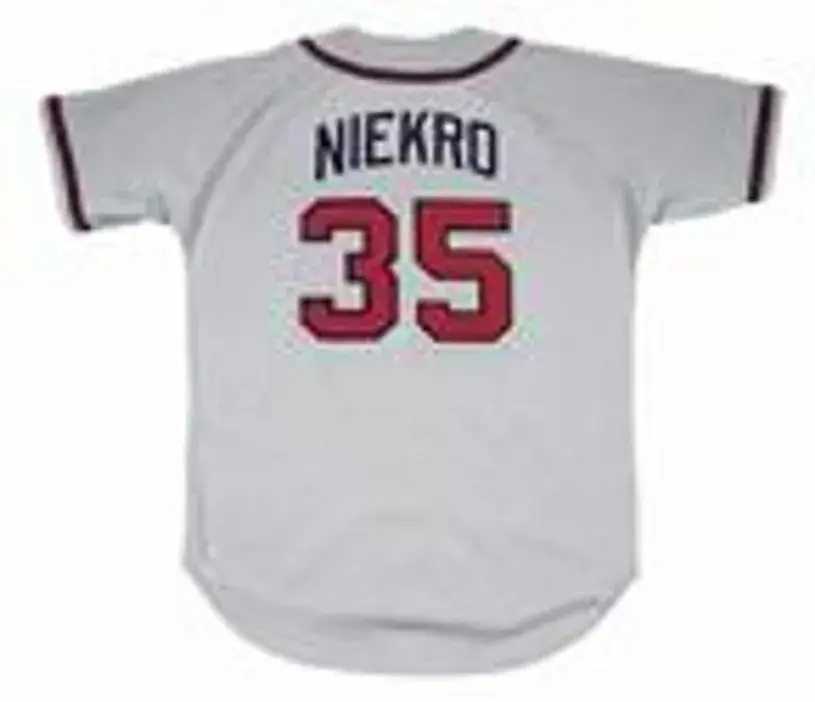 PHIL NIEKRO Atlanta Braves 1987 Away Majestic Throwback Baseball Jersey 