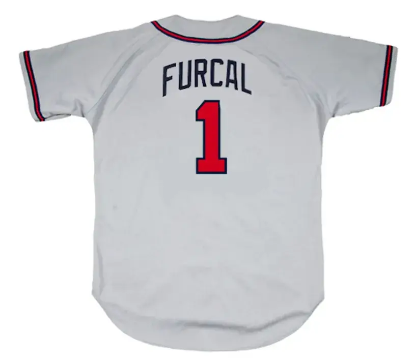 RAFAEL FURCAL Atlanta Braves 2003 Away Majestic Throwback Baseball Jersey 