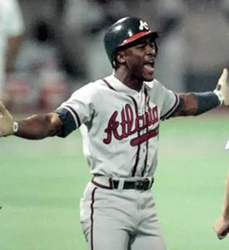 RON GANT Atlanta Braves 1992 Away Majestic Throwback Baseball Jersey 