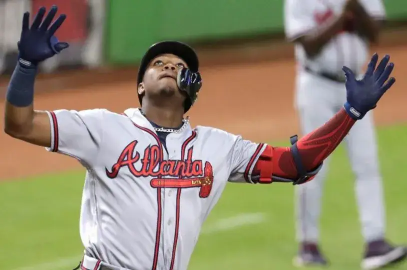 RONALD ACUNA JR.  Atlanta Braves 2018 Away Majestic Baseball Jersey 